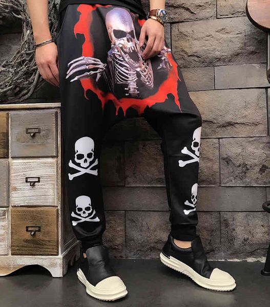 

men's pants style 2021 man lazer pants printed hallen, Black