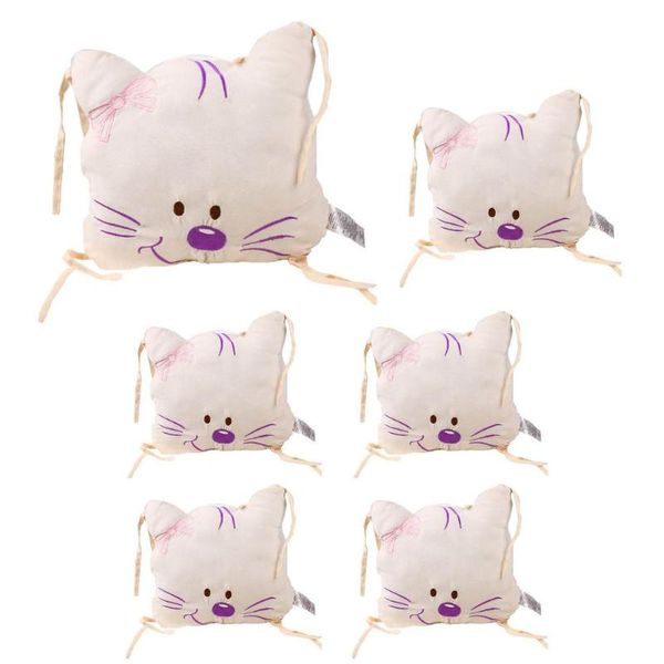 

bedding sets 6pcs crib fence baby bed bumper cat meow soft cotton infant car skirt born cot rail cushion combination autumn winter