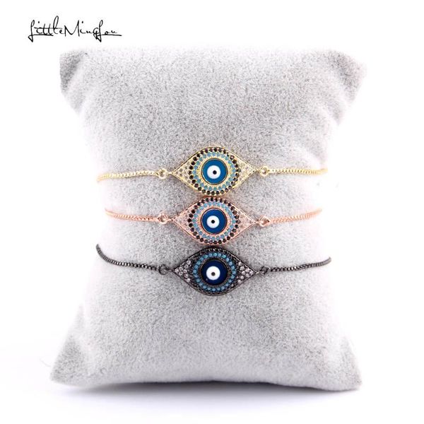 

charm bracelets wml luxury men cz black zircon blue eye adjustable link chain & bangles for women jewelry, Golden;silver