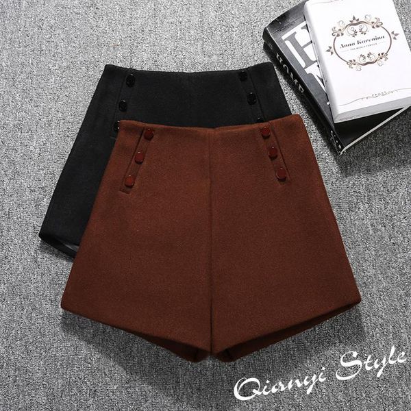

women's shorts 2021 fashion woolen autumn and winter high waist, White;black