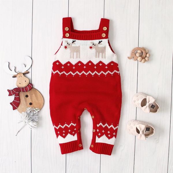 

jumpsuits baby christmas rompers clothes fall winter sleeveless born outerwear overalls infantil boy girl knitted wear, Blue