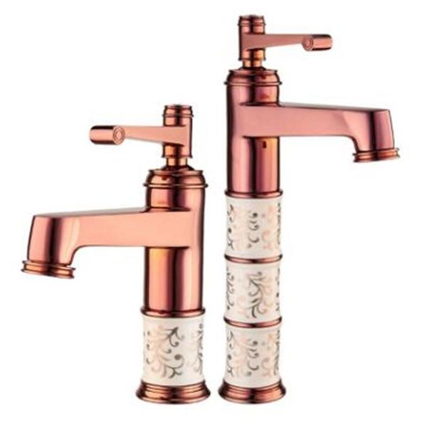 

bathroom sink faucets rose gold all-copper basin mixing faucet european cold- single-hole gold-plated ceramic household
