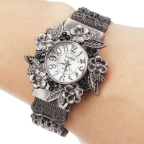 Relógios de relógios de moda vintage flores pulseira relógio de quartzo senhoras luxo feminino feminino casual relógio de pulso xinhua