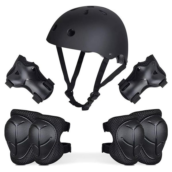 

elbow & knee pads kids bike helmet and set,adjustable wrist for boys girls,for scooter cycling skateboard, Black;gray