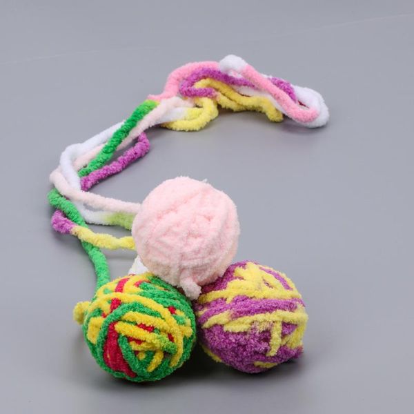 

cat toys funny long tail fuzzy cats wool ball toy colorful rope pet teaser
