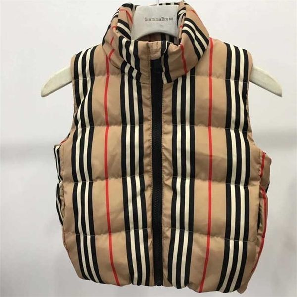 

down vest coat for kids khaki striped waistcoats children brand clothing girl&boy waterproof outwear luxury clothes 211203, Camo