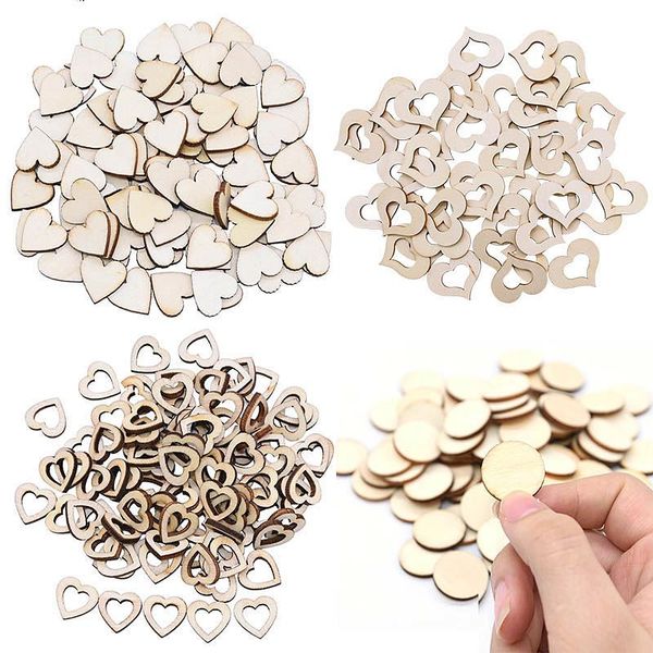 

party decoration 2021 blank heart wood slices love round shape wedding table scatter diy craft rustic