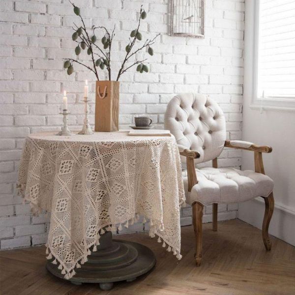 

table cloth american pastoral style handmade crochet tablecloth hollow out floral lace cover piano towel vintage tassels dining home