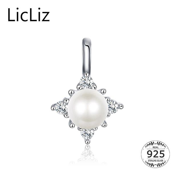 

lockets licliz 925 sterling silver freshwater pearl pendants for necklace cubic zirconia square dangle charms no chain lp0226