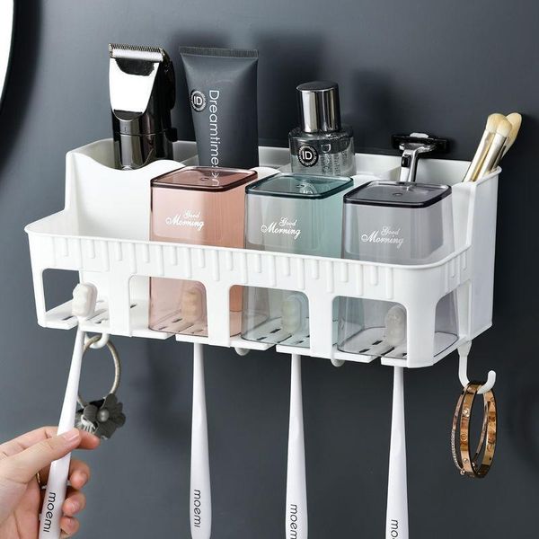 

toothbrush holder wall mounted for bathroom accessories set punch-storage rack with cup bath accessory