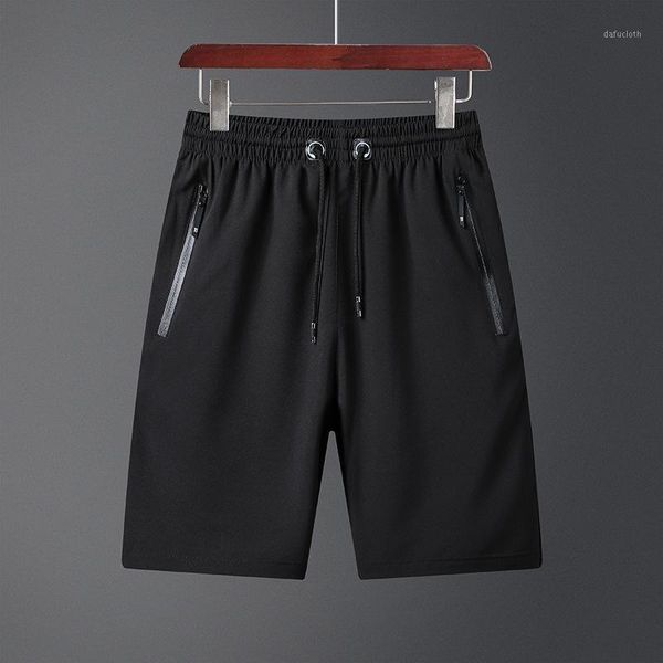 

men's shorts summer zipper pocket casual male ice silk large size quick-drying pants sports cool beach -40, White;black