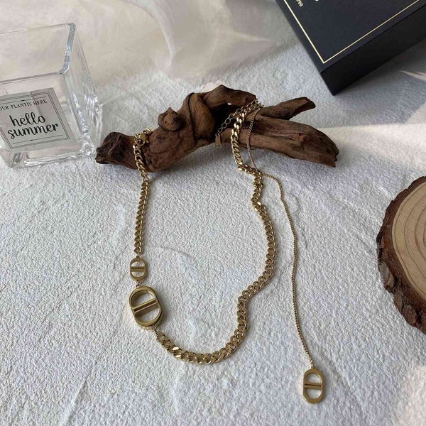 

special offer 2021 luxury designer jewelry u tang new korean titanium steel k letter necklace female personality fashion simple double penda, Silver