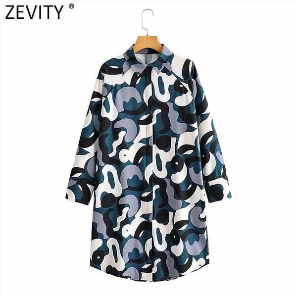 

zevity women vintage graffiti print casual loose shirt dress female turn down collar chic pockets oversize vestido ds5053 210603, Black;gray