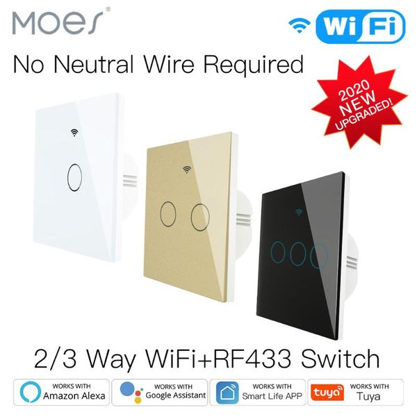 

smart home control wifi light switch rf433 no neutral wire single fire life tuya app works with alexa google 220v eu