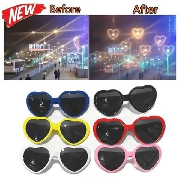 

novlety love heart shaped special effects glasses heart look light sunglasses magic beautiful night lights glassses solid heart frame valent, Blue