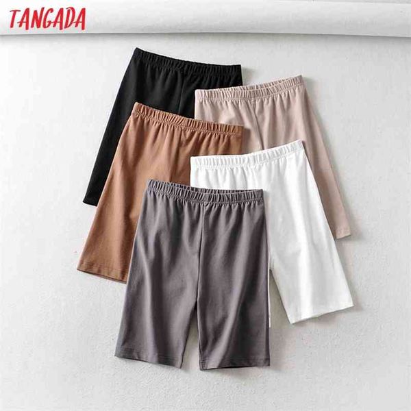 

tangada women vintage strethy solid legging shorts female retro casual shorts pantalones 2b31 210625, White;black