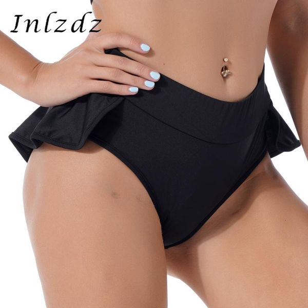 

women's shorts black womens stretchy sport for gym yoga workout active fitness pure color elastic waistband ruffle trim, White;black