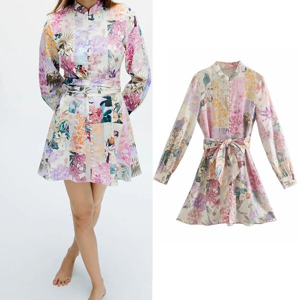 

casual dresses 2021 fashion summer ladies dress flower print long-sleeved slim chic body belt decoration 1 banquet 0iu8, Black;gray