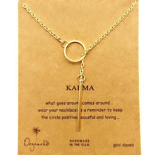 

dogeared karma alloy round circle tag drop shorts chains clavicle necklaces & pendants women wholesale c59 pendant, Silver