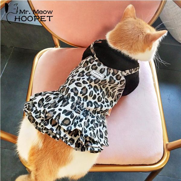 

hoopet pet clothes dress for cats ragdoll kitten cat skirt autumn/winter teddy puppy clothing warm leopard print costumes