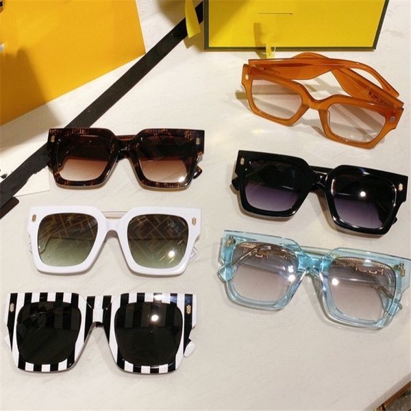 

ff0457 2021 new large box face small ins brown concave sunglasses, White;black