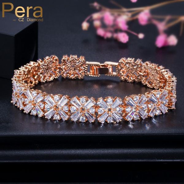 

link, chain pera luxury gold color women wedding party bracelet gift jewelry micro cubic zirconia crystal paved big bangle for female b100, Black