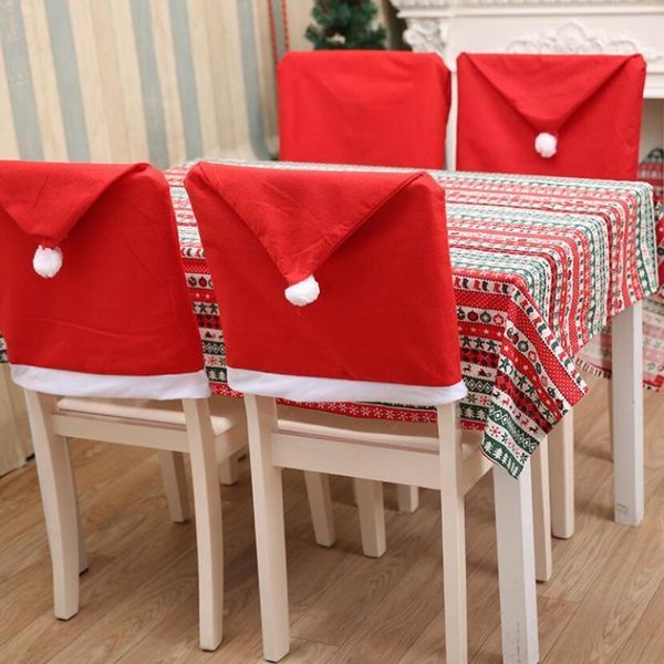 

christmas decorations red chair covers hats soft non-woven fabrics chairs cover chrismas home decoration festival supplies j0081