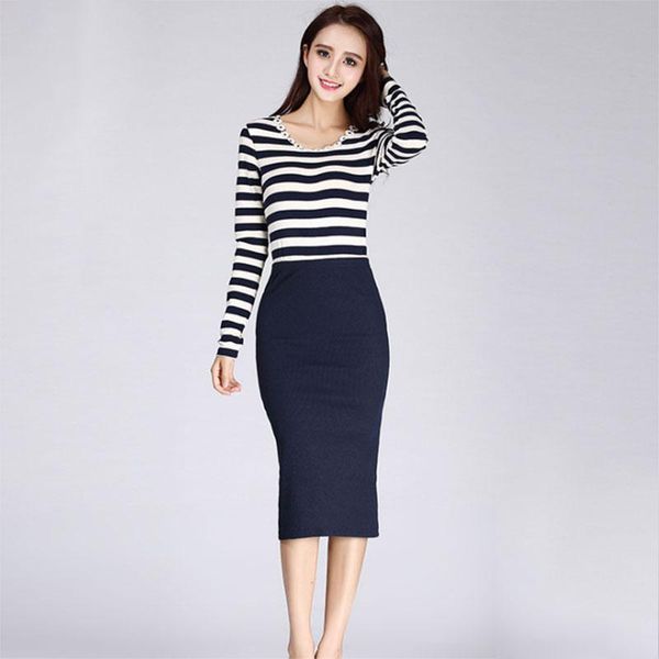 

skirts autumn winter women pencil skirt high waist cotton solid color stretch elastic slim business ol split bodycon smr, Black