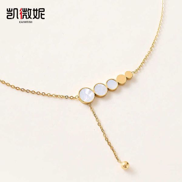 

korean white fritillaria necklace women's clavicle chain short titanium steel plated 18k rose gold temperament simple neck chain factor, Silver