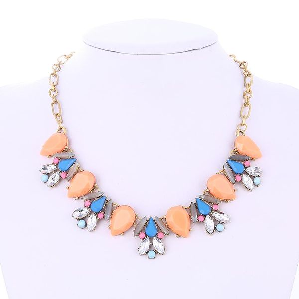 

fashion retro statement choker necklace alloy crystal flower necklaces for women maxi chokers, Golden;silver