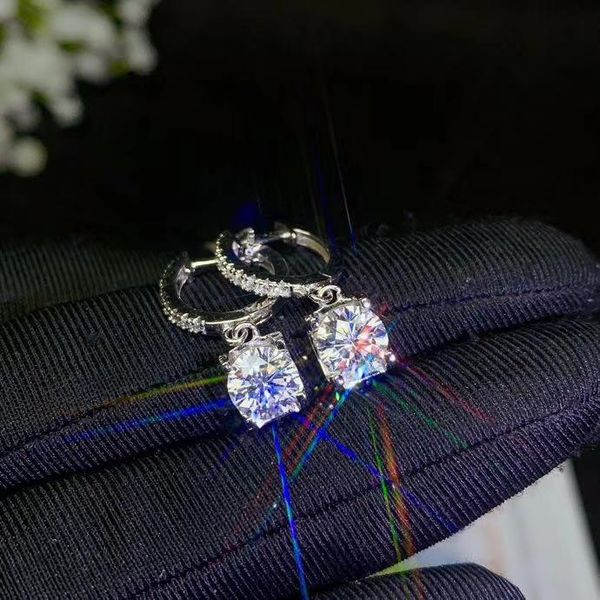 

dangle & chandelier 5*5mm gem glitting moissanite gemstone dangling earring pendant for women 925 sterling silver girl birthday gift