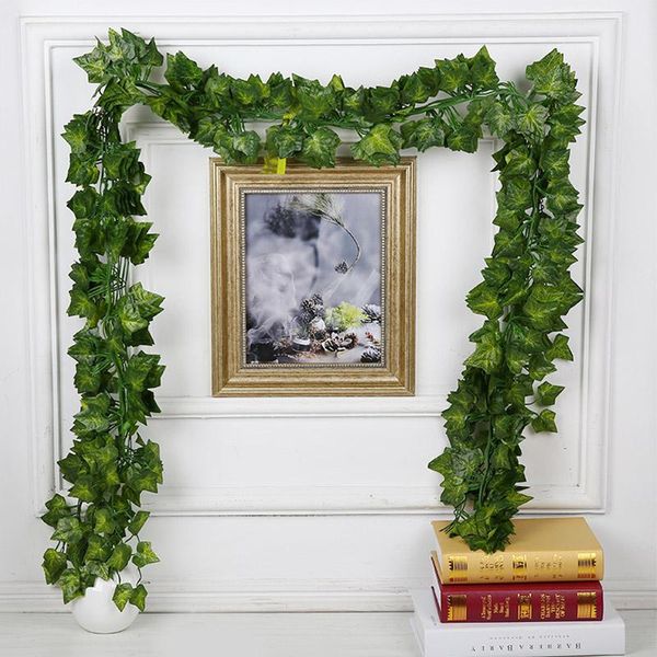 

2pc 180 cm silk artificial plants green lvy vine wedding decoration rattan fence arch decor with leaves hanging wall a2450 decorative flower