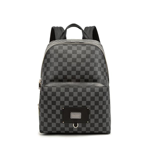 

bags backpack 2021 classic leather lattice fashion men's street college student schoolbag computer bag, Black;red