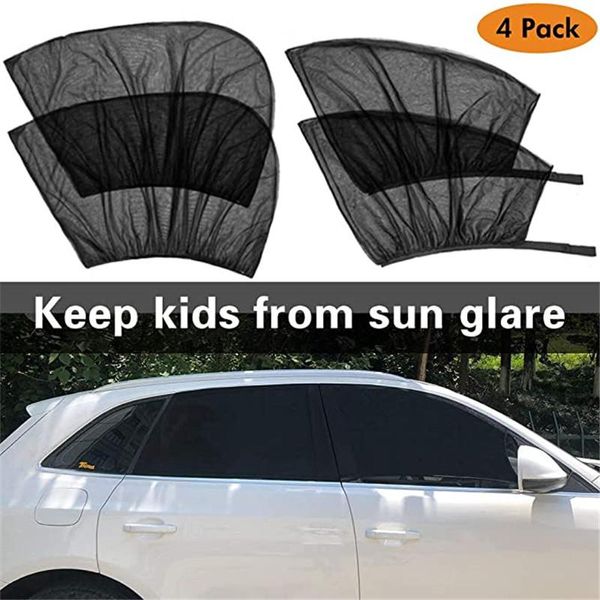 

car sunshade 4 pack summer uv protection front rear back side window sun shade anti-mosquito net mesh curtain for sedan suv mpv