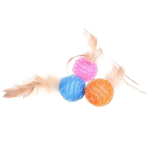 

cat toys 1pcs line ball with feather tube pet toy