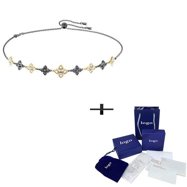 

chains millennium choker short necklace shiny delicate star pattern crystal women retro simple clavicle, Silver