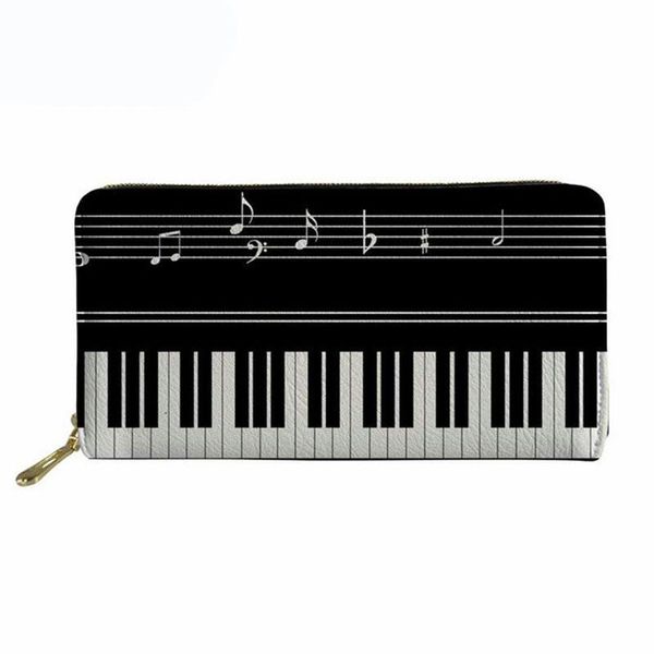 

wallets piano music note 3d print women pu leather wallet fashion long zipper coin card holder clutch carteira masculina, Red;black