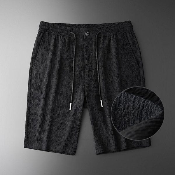 

men's pants yarn dyed dark fabric casual sports shorts slim and breathable summer thin fashion, Black