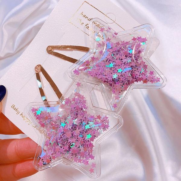 

hair clips & barrettes children's colorful sequins hairpins for girls cute star heart fashion korean jewelry kawaii accessory, Golden;silver