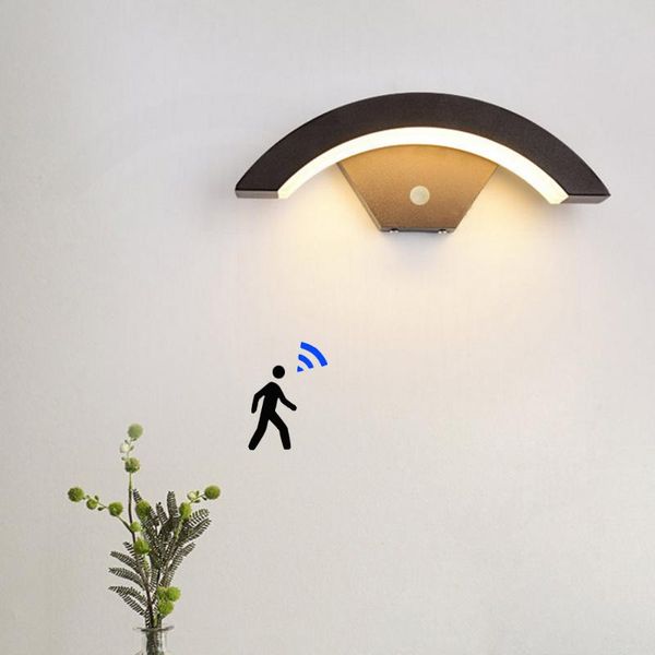 

ac85-265v pir motion sensor wall lamp modern waterproof porch sconce light corridor garden balcony 18w outdoor lamps