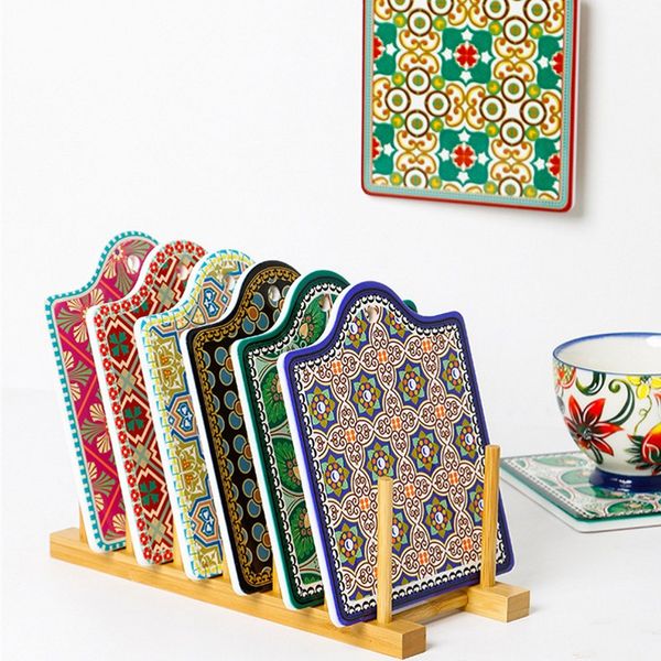 Tappetino in ceramica stile marocchino Sottobicchieri in ceramica con base in sughero Tappetino isolante termico antiscivolo assorbente Regalo ideale per l'inaugurazione della casa Decorazioni per la casa