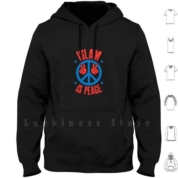 

praying muslim prayer islam is peace hoodies long sleeve pray men's & sweatshirts, Black