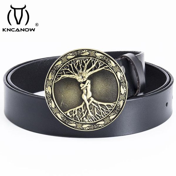 

belts pure cowhide strap 3.8cm genuine leather tree of life round buckle fashion jeans wide female belt cinturon, Black;brown