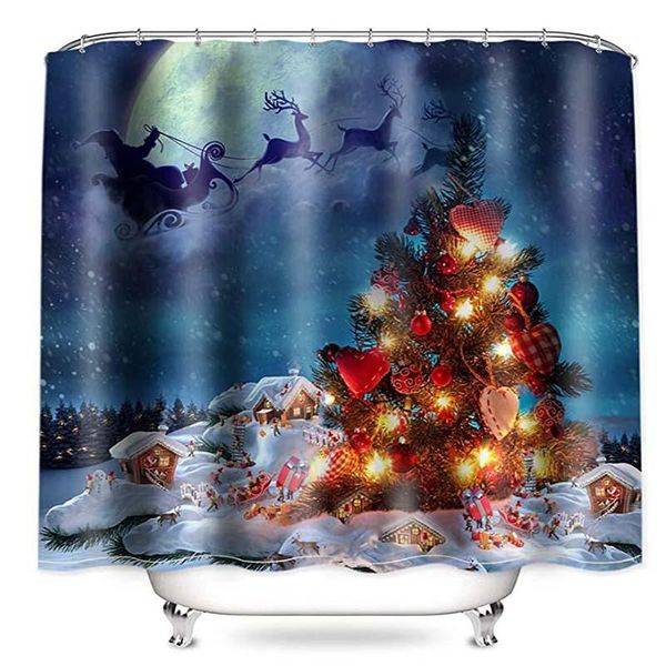 

shower curtains christmas curtain tree elk santa claus printed pattern polyester fabric waterproof for bathroom