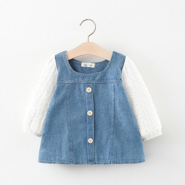 

girl's dresses girls' denim dress autumn 2021, Red;yellow
