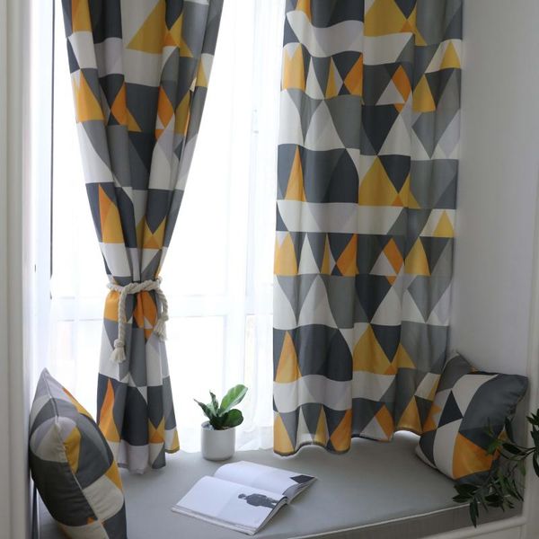 

curtain waterproof polyester cotton semi-shading geometric printing curtains for living room bedroom balcony custom home decor & drapes
