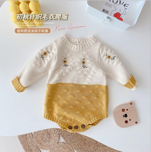 

rompers 2021 girls boys knitted romper cotton autumn fashion babys jumpsuit 6-24 month wu628, Blue