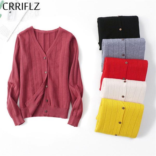 

loose wild knit sweater cardigan jacket autumn and winter women computer knitted v-neck casual solid single breasted crriflz women's kn, White