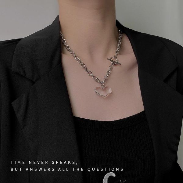

pendant necklaces woman heart necklace women chain lovers jewelry wedding silver color trendy party zinc alloy metal halskette