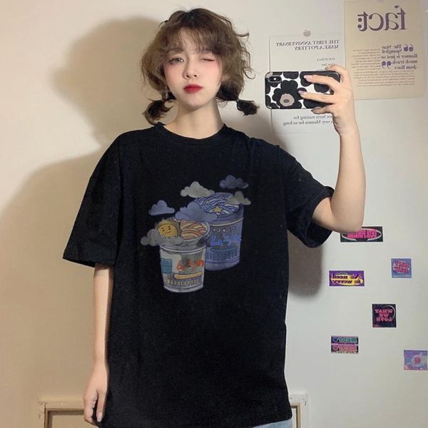 

summer short sleeve t-shirt women black tee shirt loose harajuku basic t casual o-neck hipster girls tshirt tees women's, White
